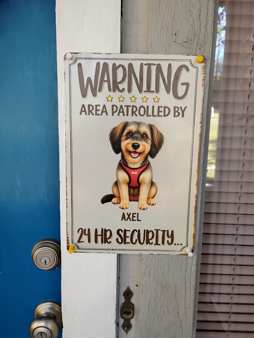 Customer photo review of Personalized Door Sign - Warning