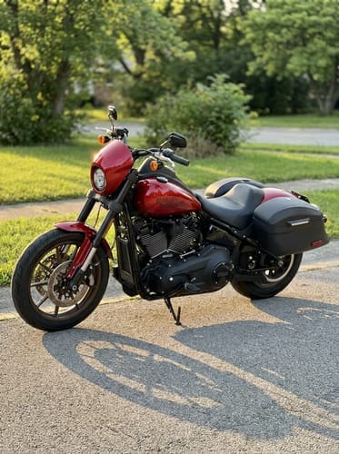 Customer photo review of 44L - Lamellar Stallion Extra Large Leather Covered Motorcycle Hard Saddlebags for Harley Softail Low Rider S FXLRS