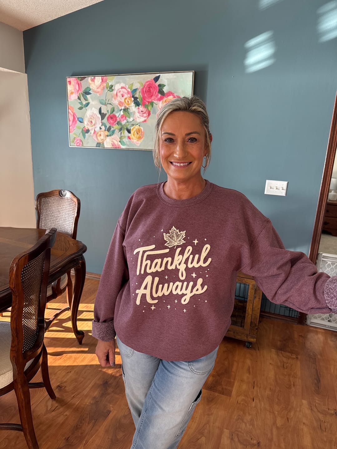 Customer photo review of Thankful Always Sweatshirt