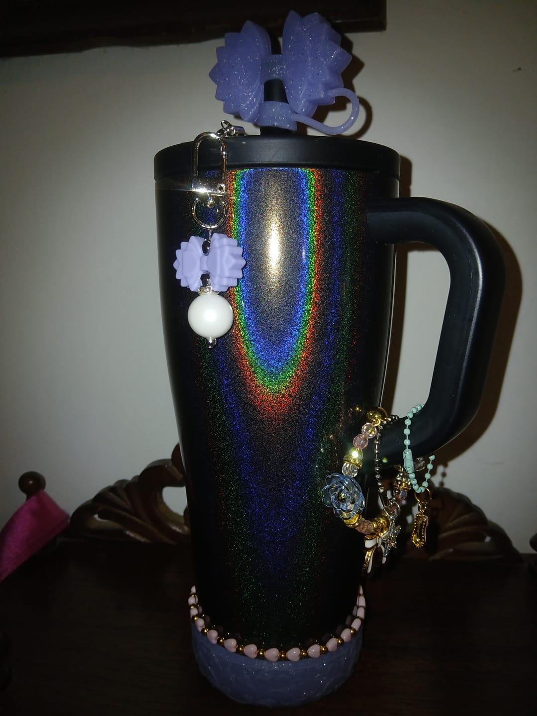 Customer photo review of Heart Scroll Luminous Dahlia Purple Glitter Shorty Boot