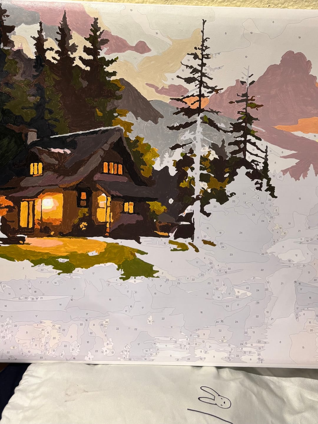 Customer photo review of Wooden Cabin | Paint by Numbers