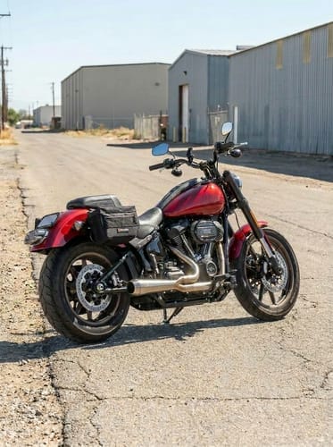 Customer photo review of 10L - Patriot Small Throw Over Saddlebags for Harley Softail Low Rider S FXLRS