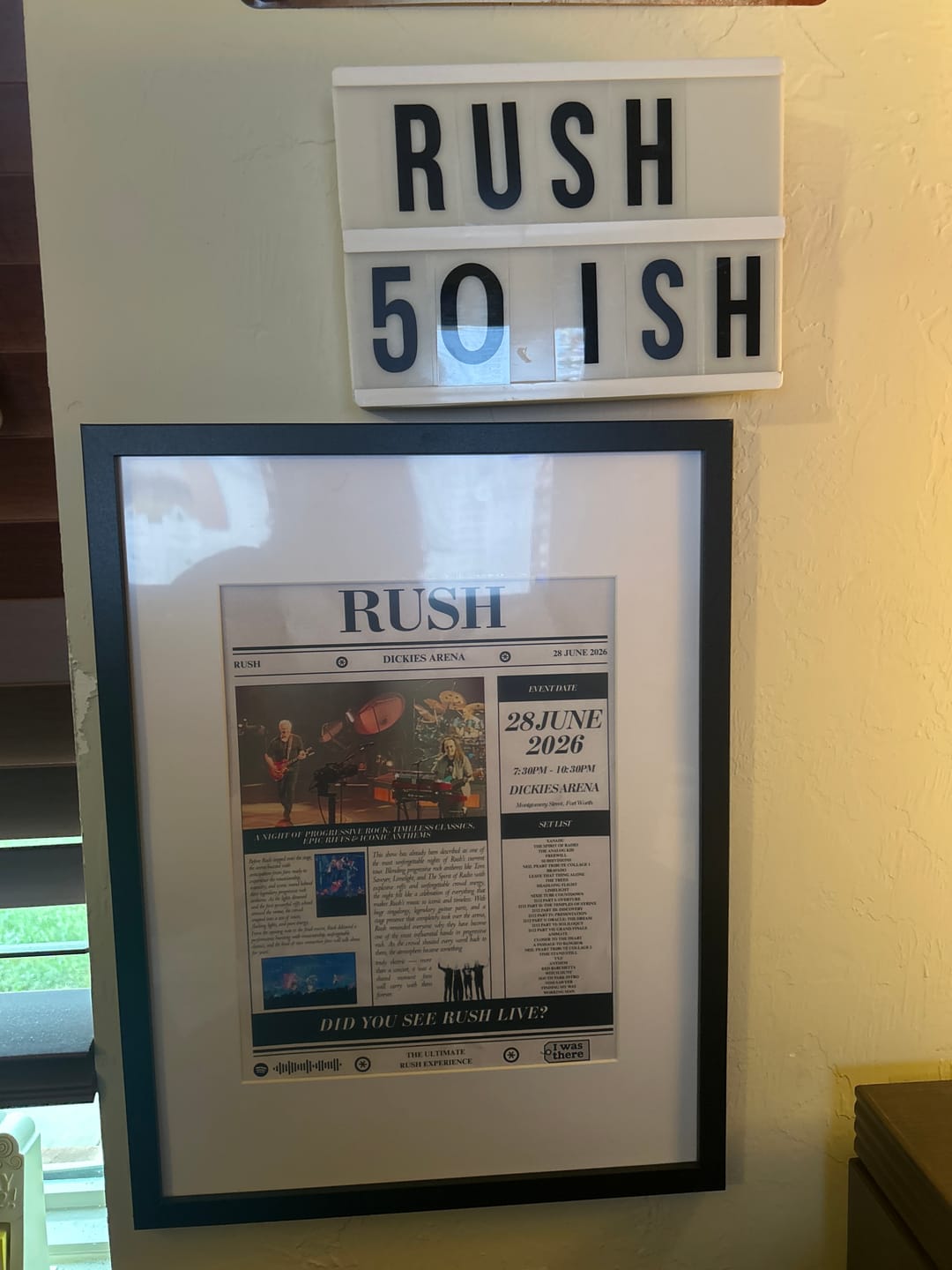 Customer photo review of Rush - Personalised Newspaper Style Concert Poster (USA Tour)