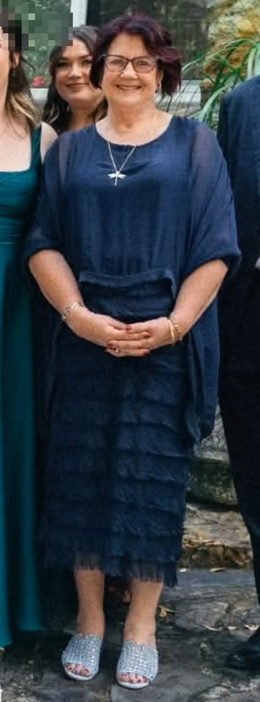 Customer photo review of Netty Silk Dress in Navy