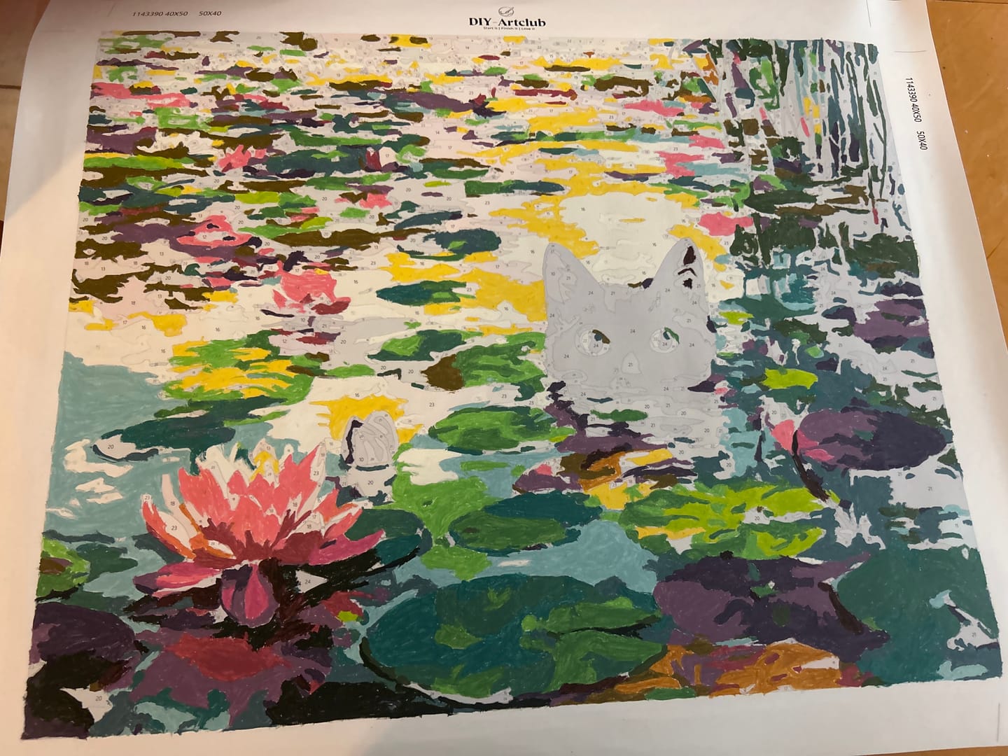 Customer photo review of A Water lilies cat | Paint by Number