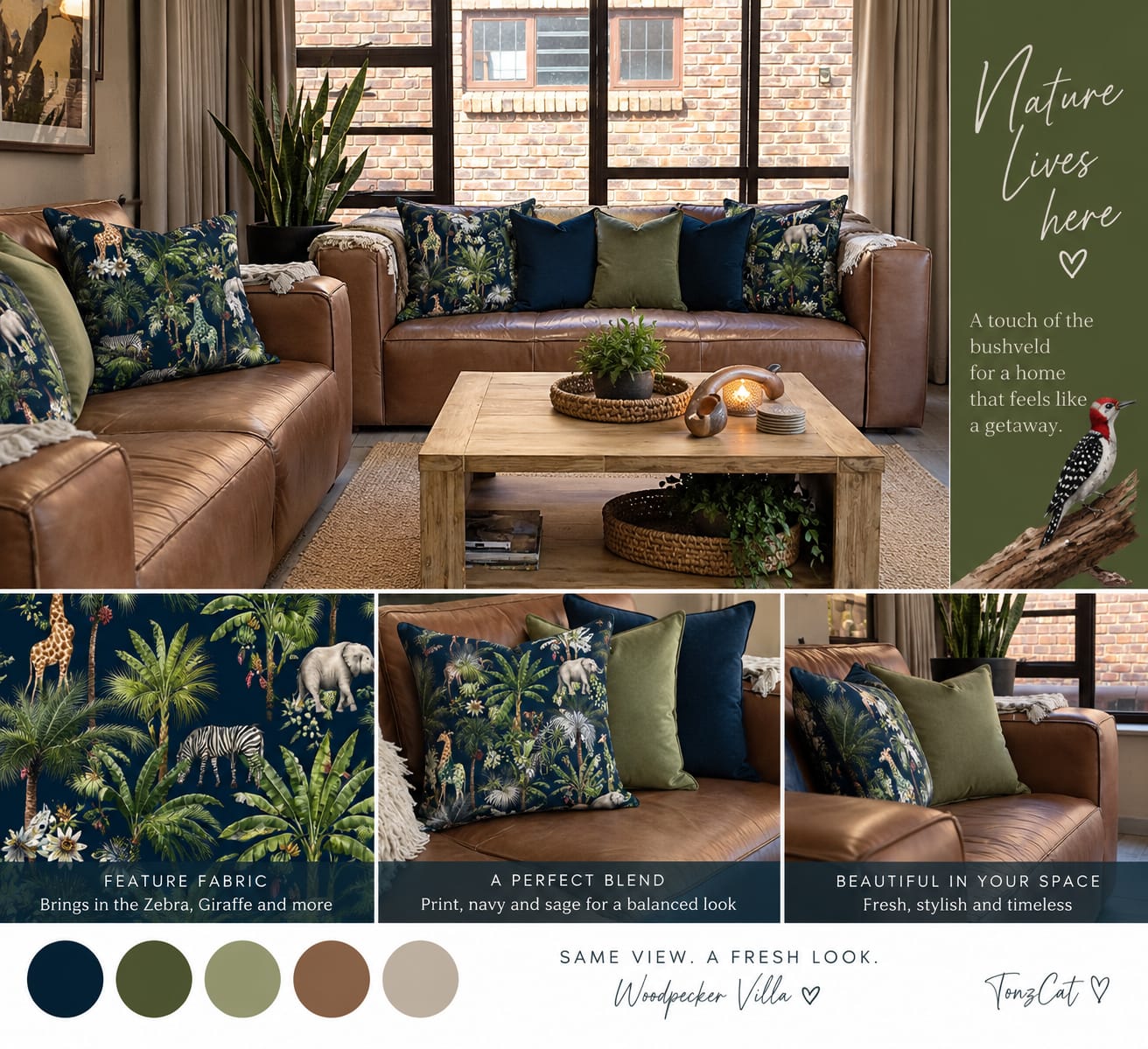 Customer photo review of Box Weave Furnishing Night Jungle