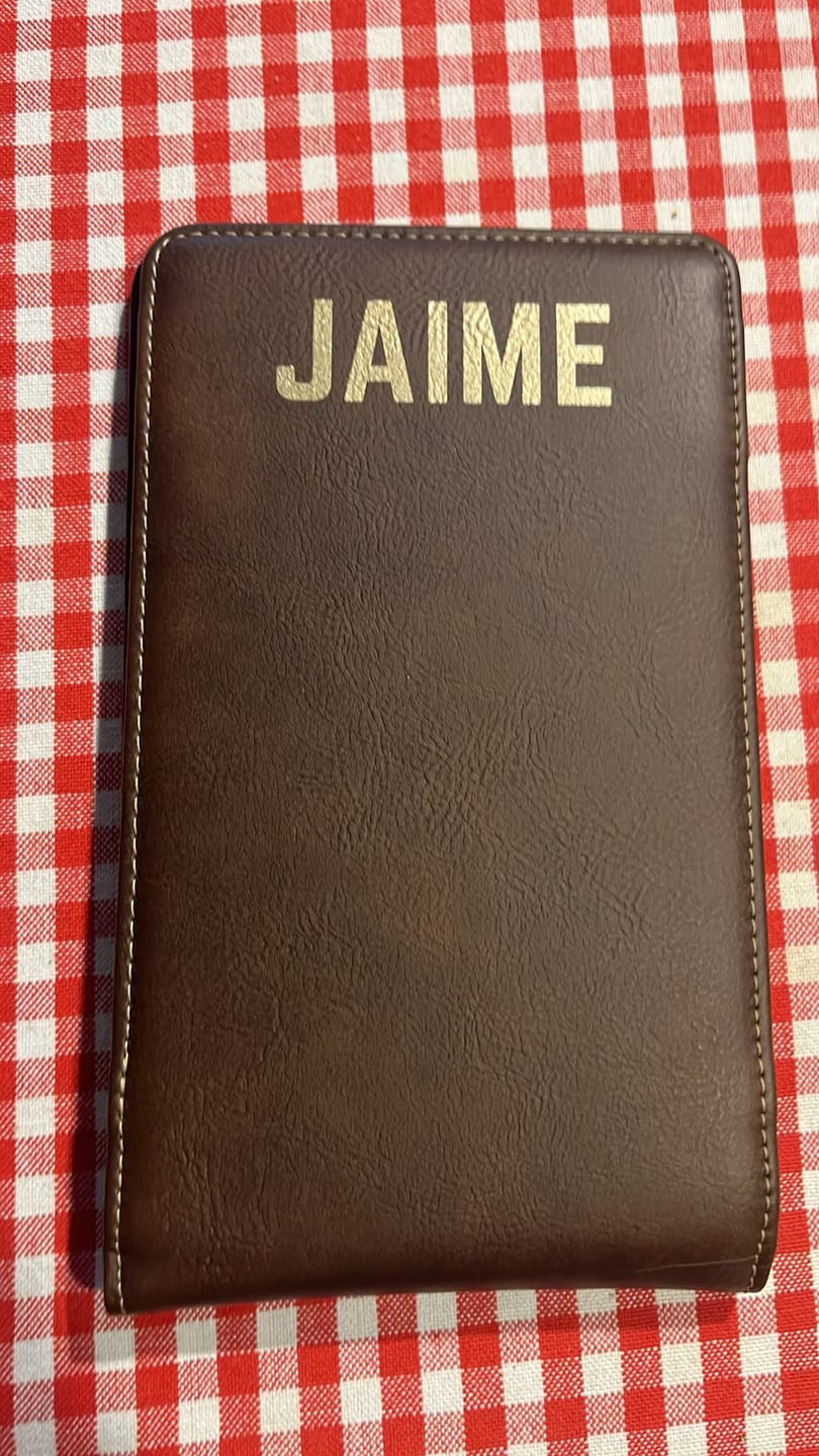 Customer photo review of Personalized Leather Golf Scorecard Holder/Yardage Book