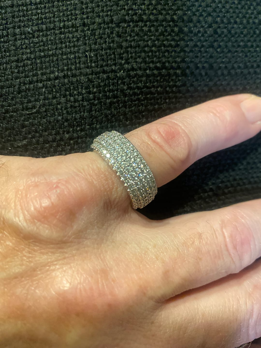 Customer photo review of Moissanite 5 Row Paved Ring - Silver - D COLOR - VVS1