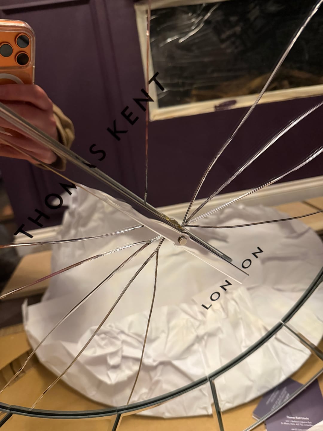 Customer photo review of Thomas Kent London. Hamilton Grand Wall Clock Mirrored 32" *NEW*