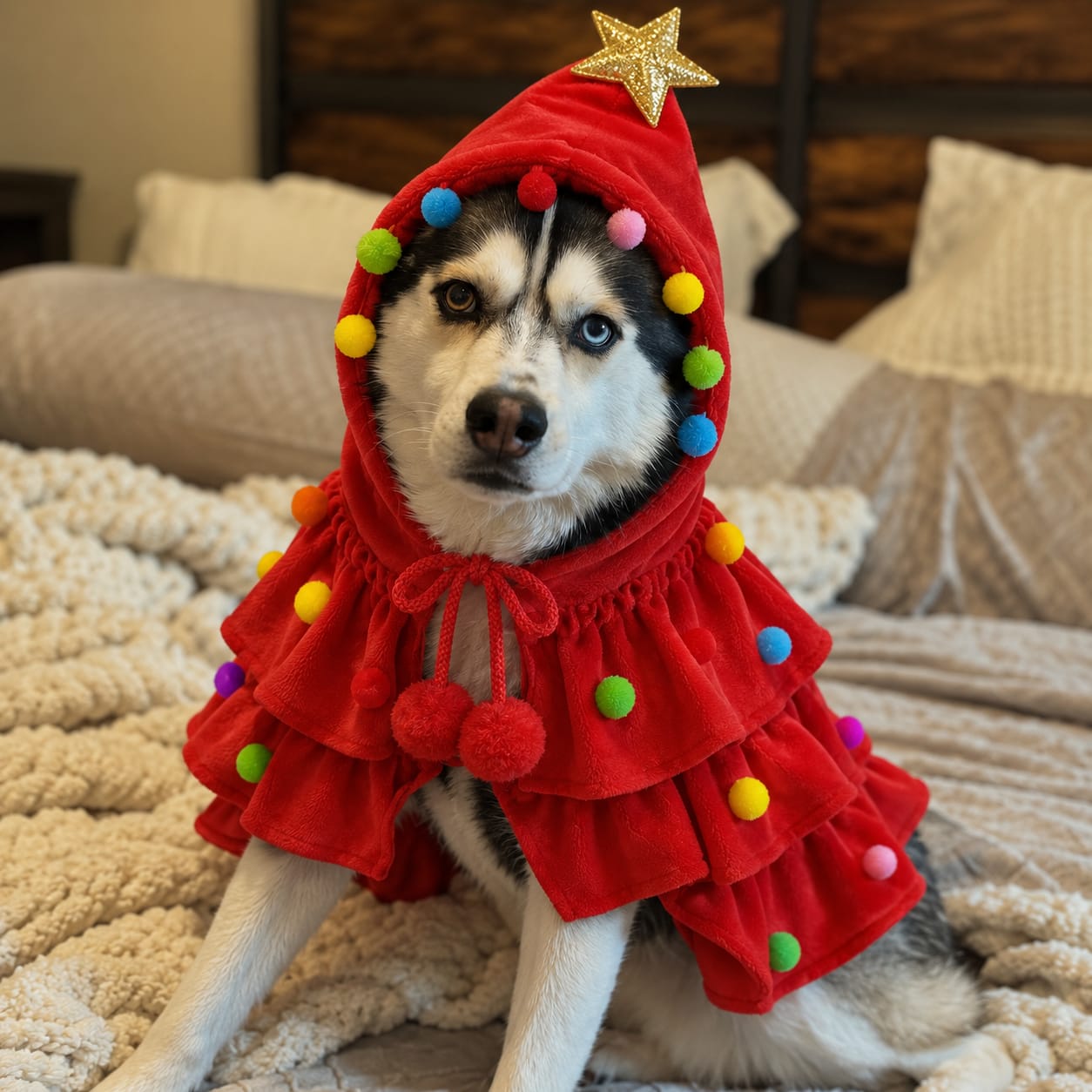 Customer photo review of 🎄 Velora™ Christmas Tree Pet Cape