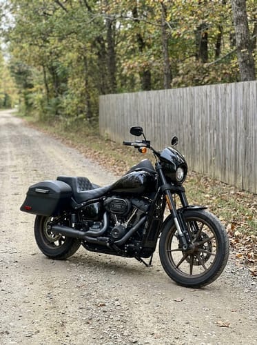 Customer photo review of 44L - Lamellar Stallion Extra Large Leather Covered Motorcycle Hard Saddlebags for Harley Softail Low Rider S FXLRS