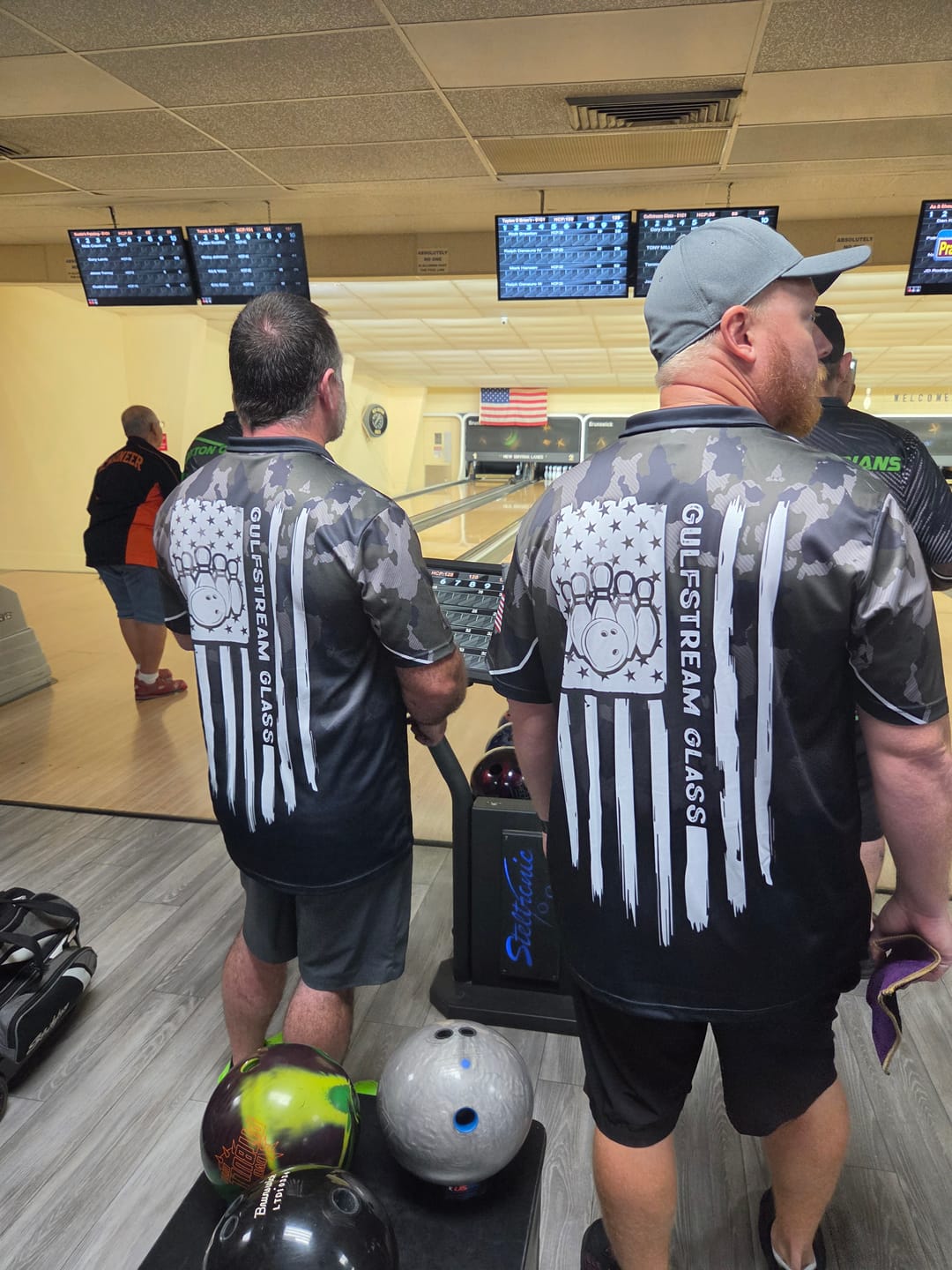 Customer photo review of Black green camo Men's bowling Quarter Zip shirts Custom American flag patriotic bowling team jerseys NQS6263