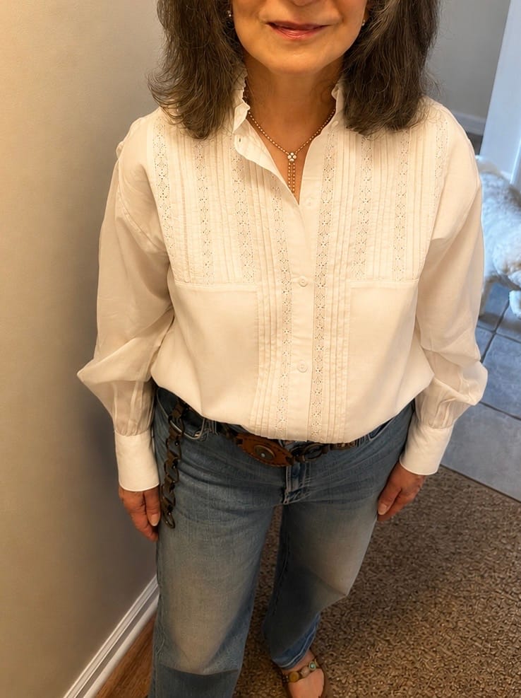 Customer photo review of Sonmer Alexa Blouse — Ecru