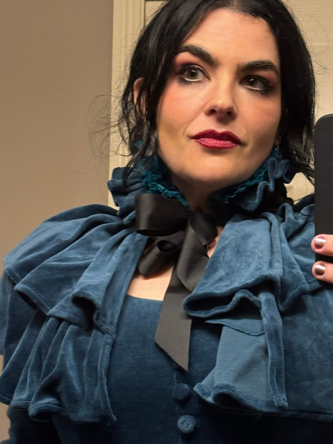 Customer photo review of PRE-ORDER - CRIMSON PEAK™ Lady Lucille Victorian Dress with Capelet in Teal