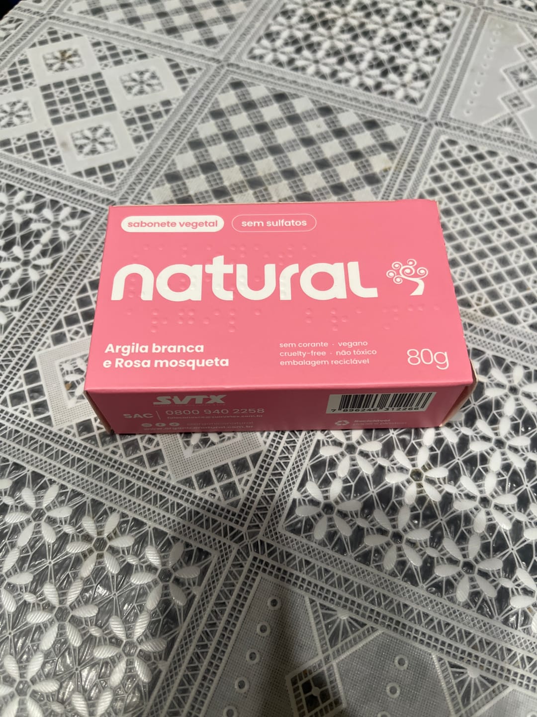 Customer photo review of Sabonete em Barra Natural com Argila Branca e Óleo de Rosa Mosqueta 80 g