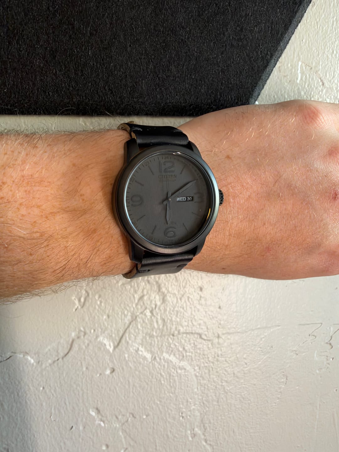 Customer photo review of Horween Black Chromexcel Leather Watch Strap, Black Thread