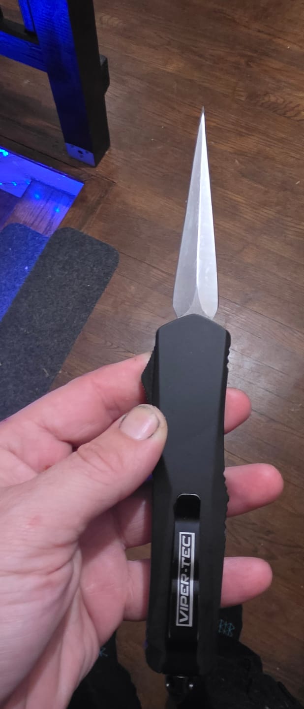 Customer photo review of Black Ghost OTF Knife - Hornet Blade