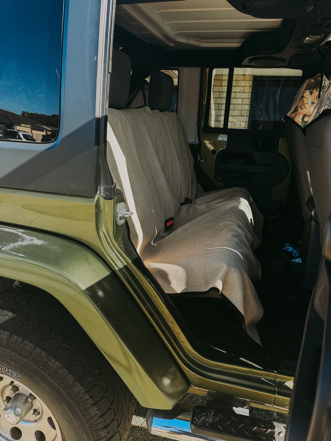 Customer photo review of Waterproof Backseat Car Towel Seat Cover