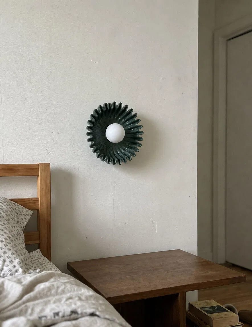 Customer photo review of Ceramic Flower Wall Sconce with Opal Globe Light