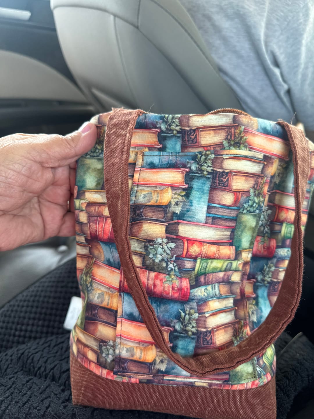 Customer photo review of Whimsical Greenery & Stacked Books Fabric