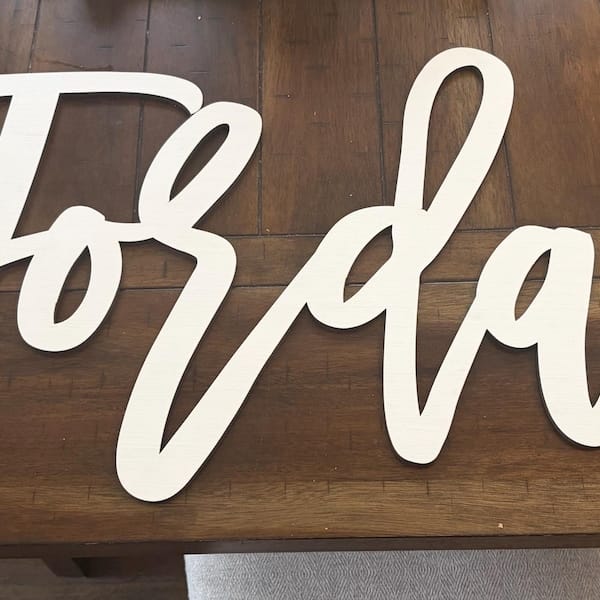 Customer photo review of Personalized Wooden Name Sign with LIVE PREVIEW (14 font options)