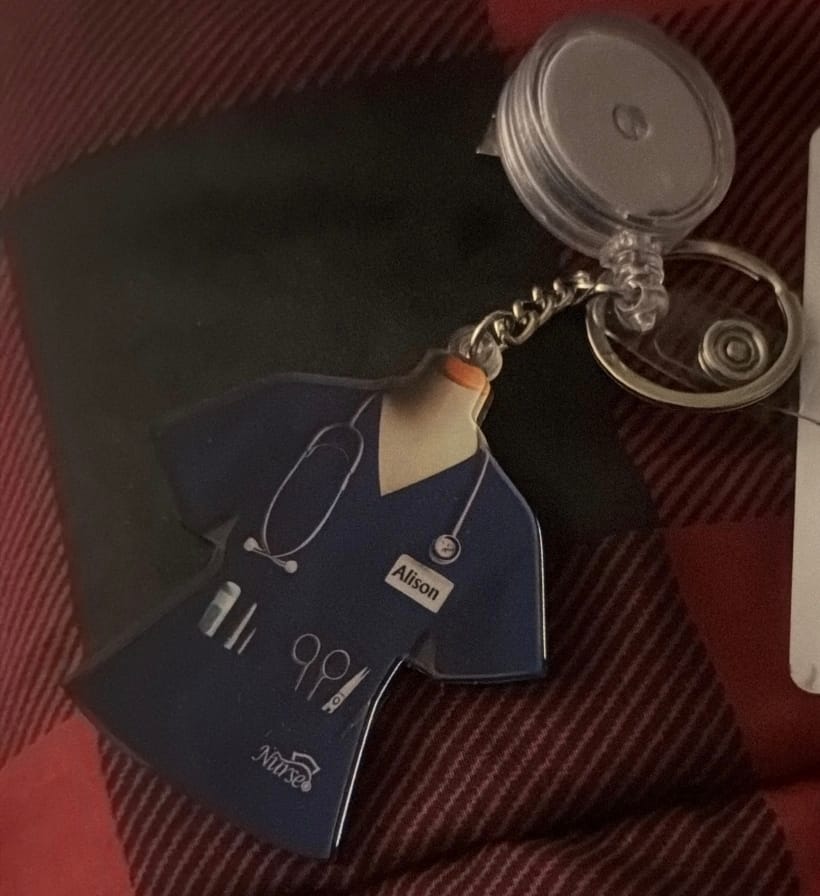 Customer photo review of Nurse Uniform Custom Name Personalized Keychain