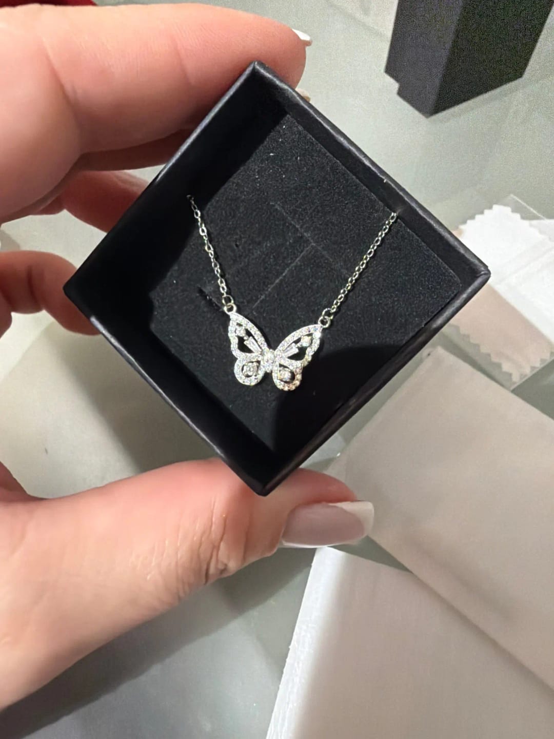 Customer photo review of Butterfly Bliss Necklace