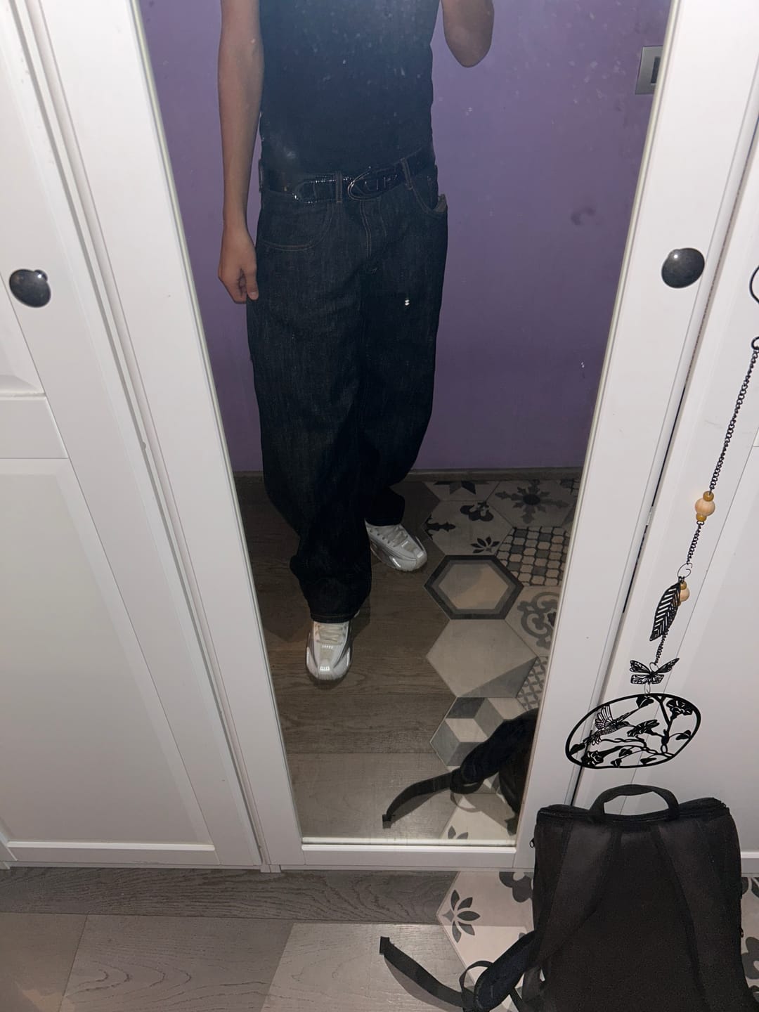 Customer photo review of Balloon Pants Raw Denim Blue