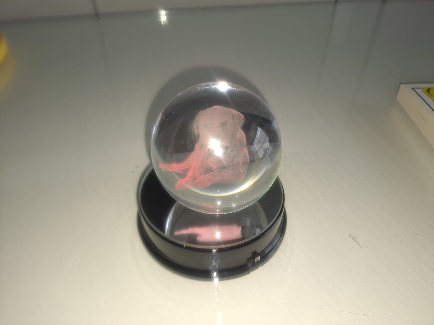 Customer photo review of Esfera de cristal Personalizable