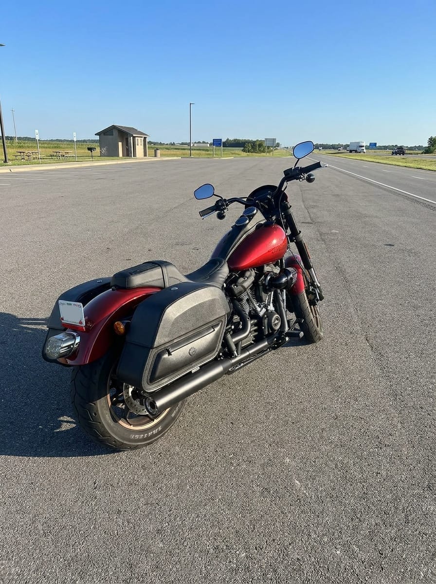 Customer photo review of 28L - Pantheon Medium Quick Mount Motorcycle Saddlebags For Harley Softail Low Rider S FXLRS