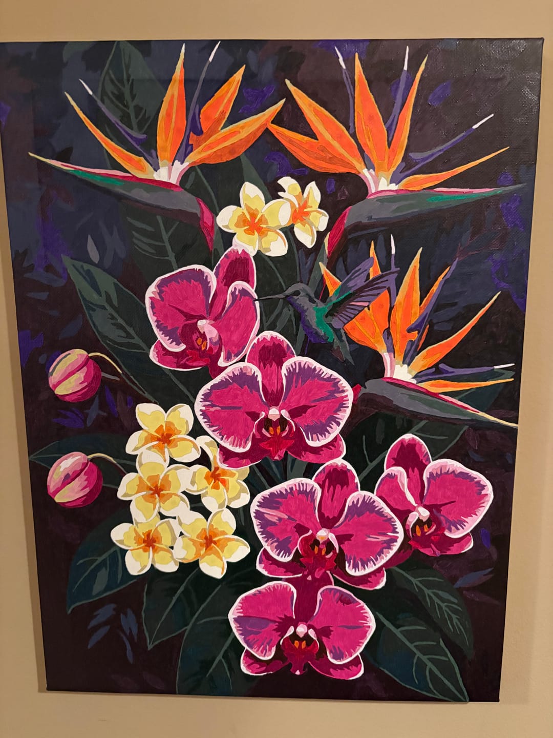 Customer photo review of Hummingbird and Plumeria (Paint by Numbers)