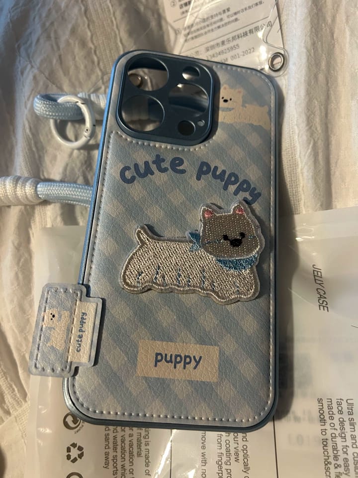 Customer photo review of Krem Cute Puppy Benekli Askılı iPhone Kılıfı