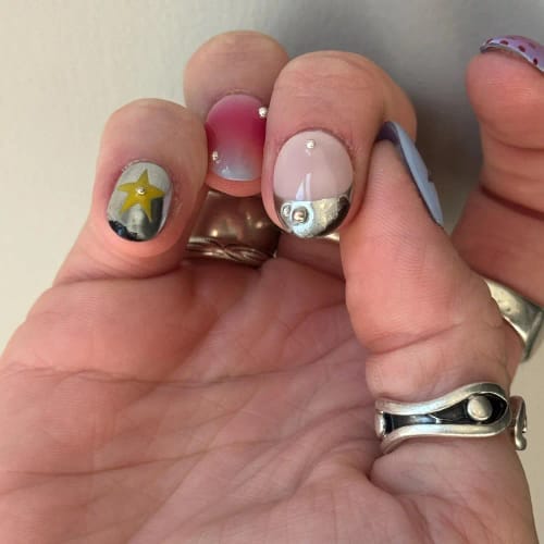Customer photo review of 3D Apple Press On Nails, Fall Handmade Fruit Nail Set, Cottagecore Nail Art