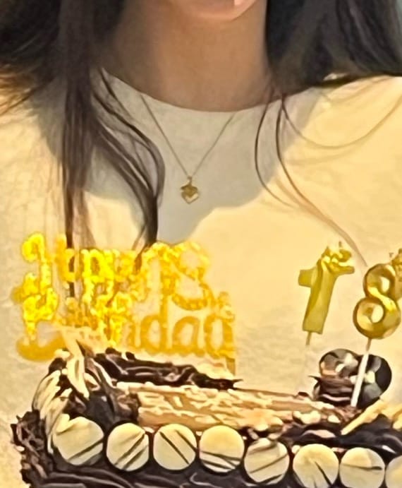 Customer photo review of Adore Heart Necklace in Gold