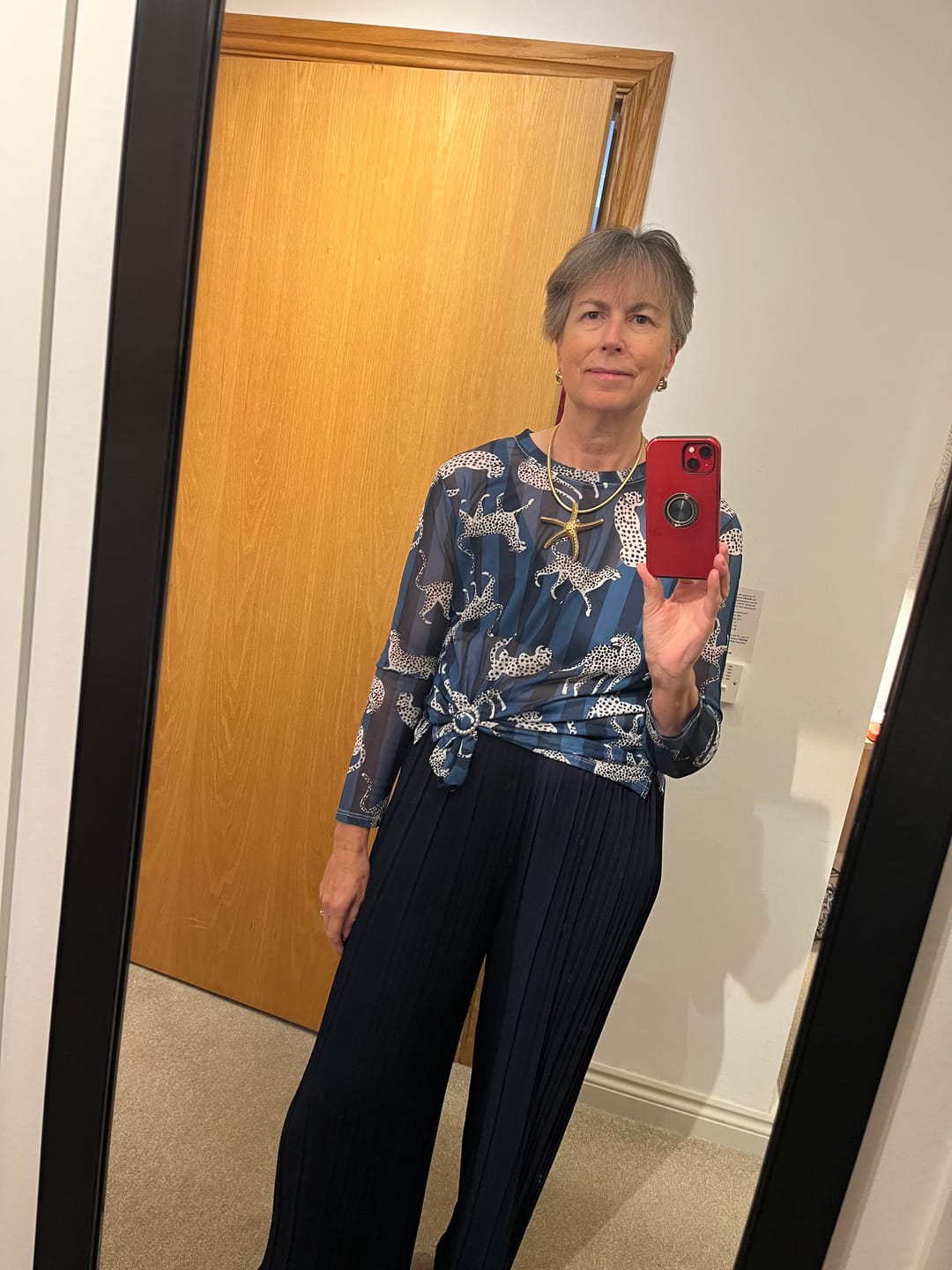 Customer photo review of Leona Layering Mesh Top