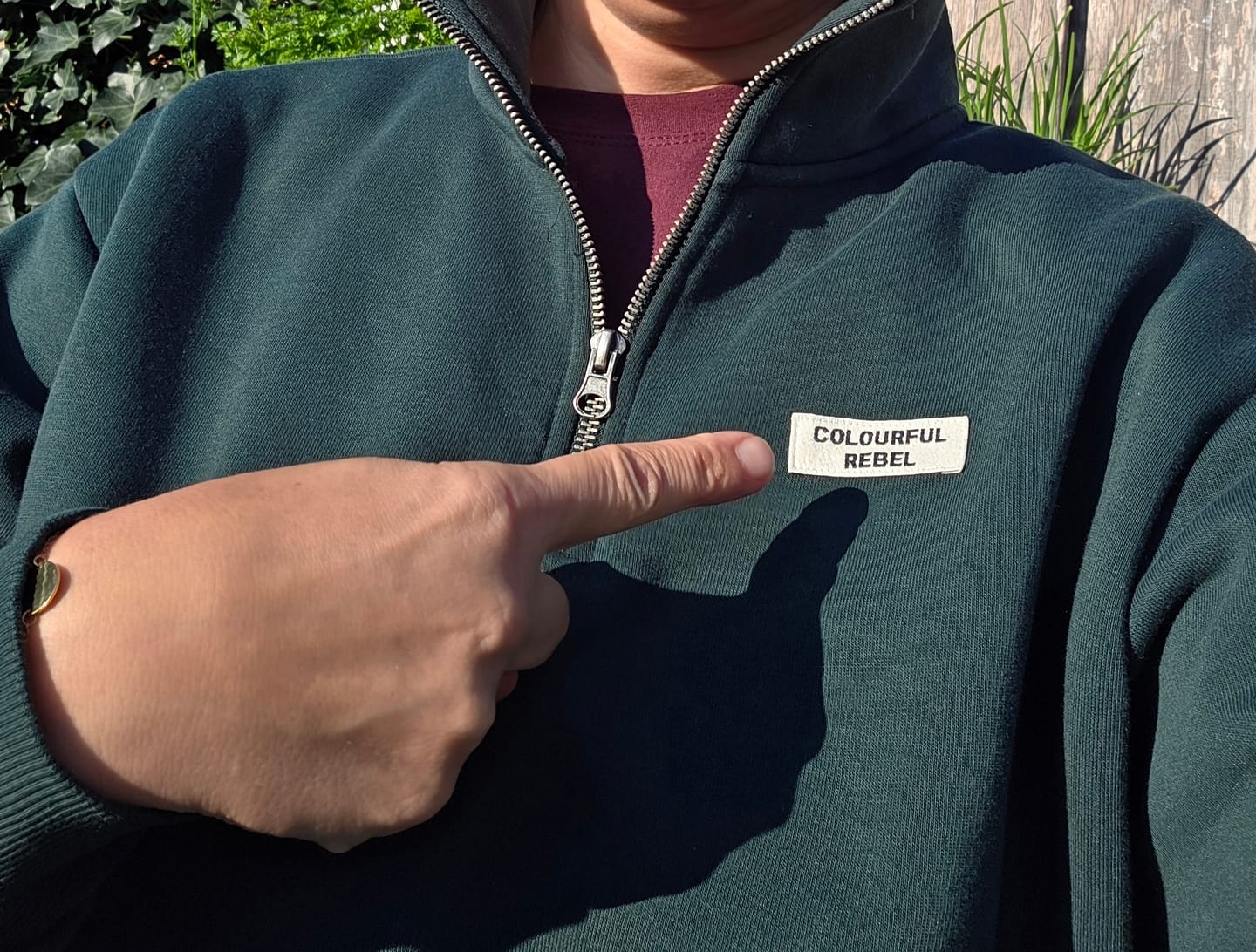 Customer photo review of Label Zip Sweat | Forest Green