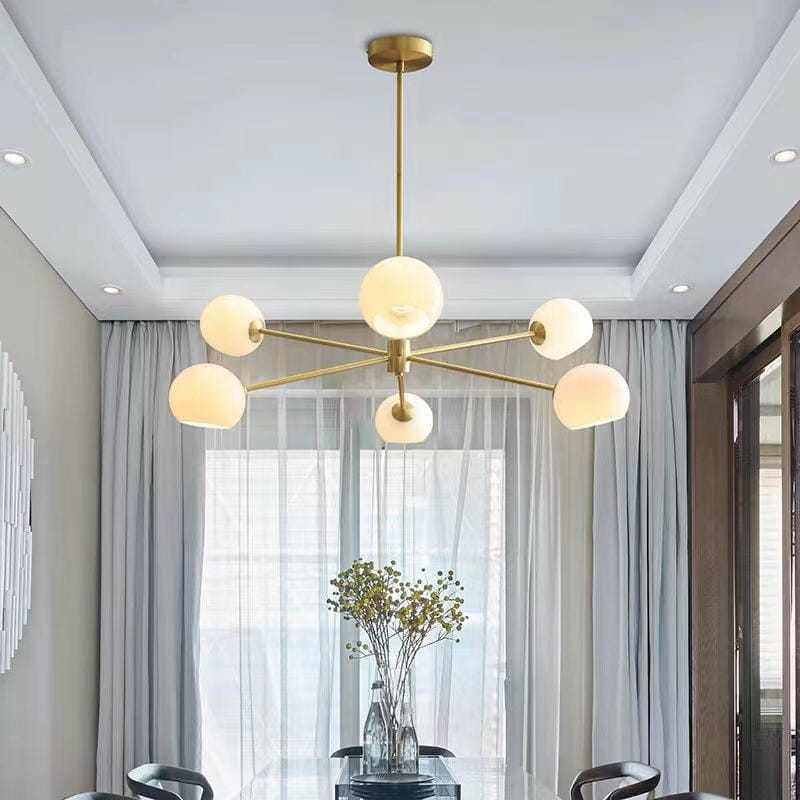 Customer photo review of Frosted Glass Orb Chandelier, 6 Lights, Gold or Black, 94 cm