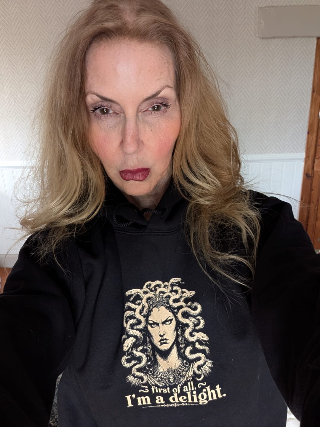 Customer photo review of Medusa First of All I'm a Delight Hoodie