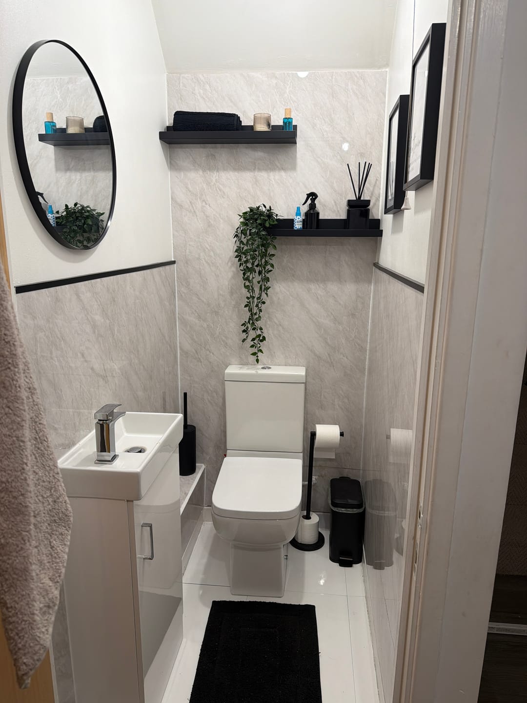 Customer photo review of Sivara Dove Grey Marble Effect PVC Waterproof Shower Panel