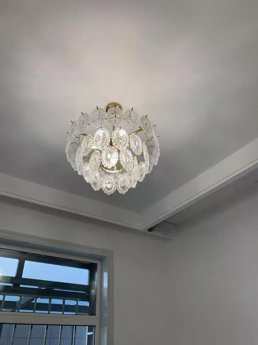 Customer photo review of Glass Pearl Chandelier, Gold Metal Frame, Tiered, Hardwired