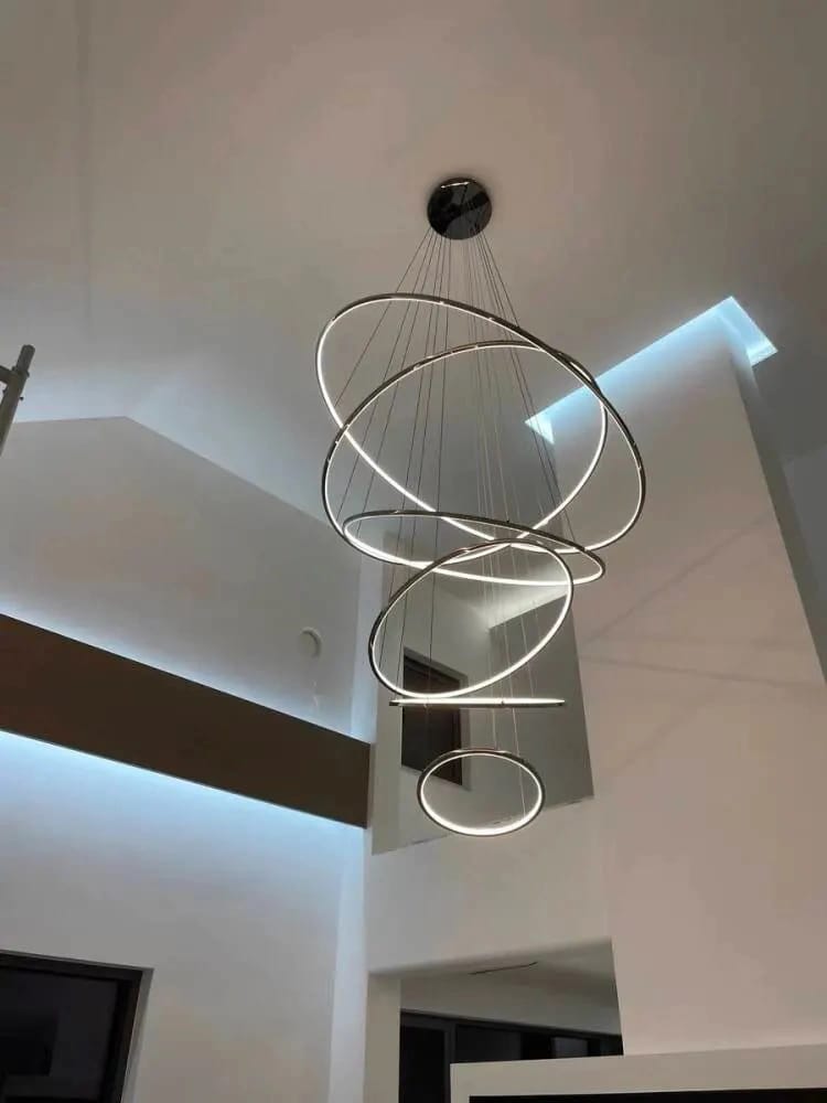 Customer photo review of Gold Chandelier, Interlocking LED Rings, Acrylic, Adjustable Cord