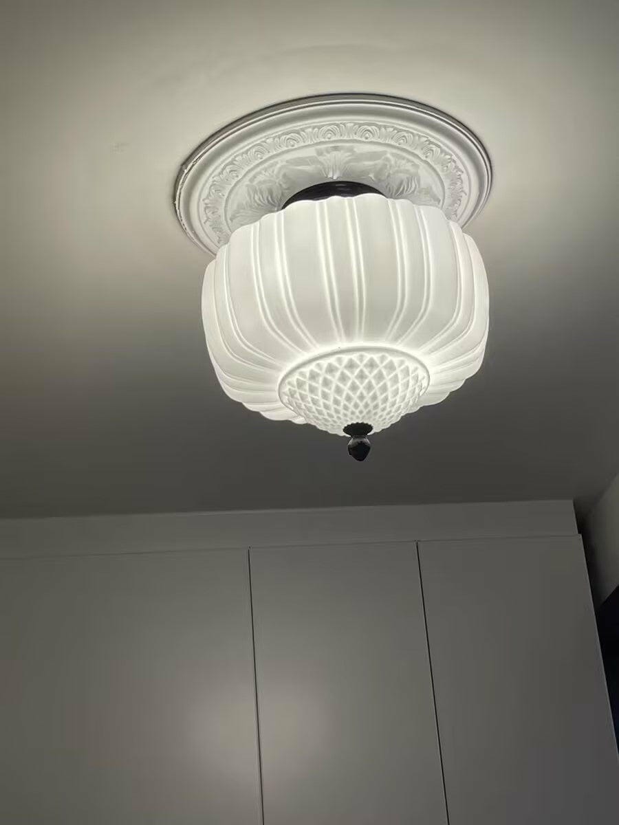 Customer photo review of Black Metal Ceiling Light, White Glass Shade, Mid-Century, 36 cm