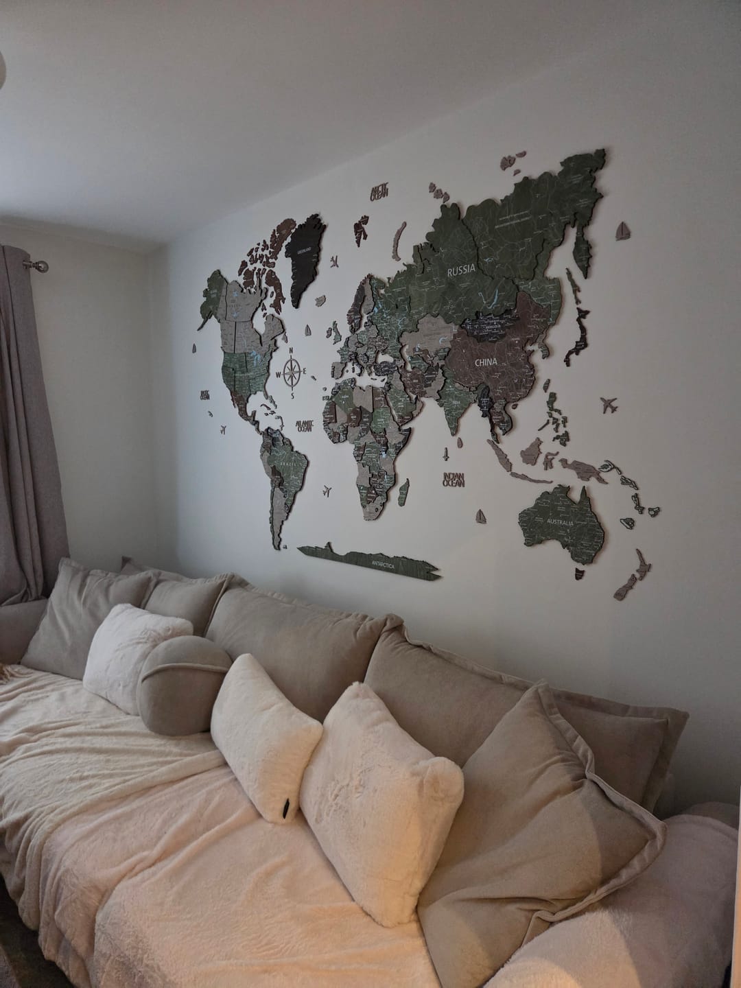 Customer photo review of 3D Wooden World Map - Woodland