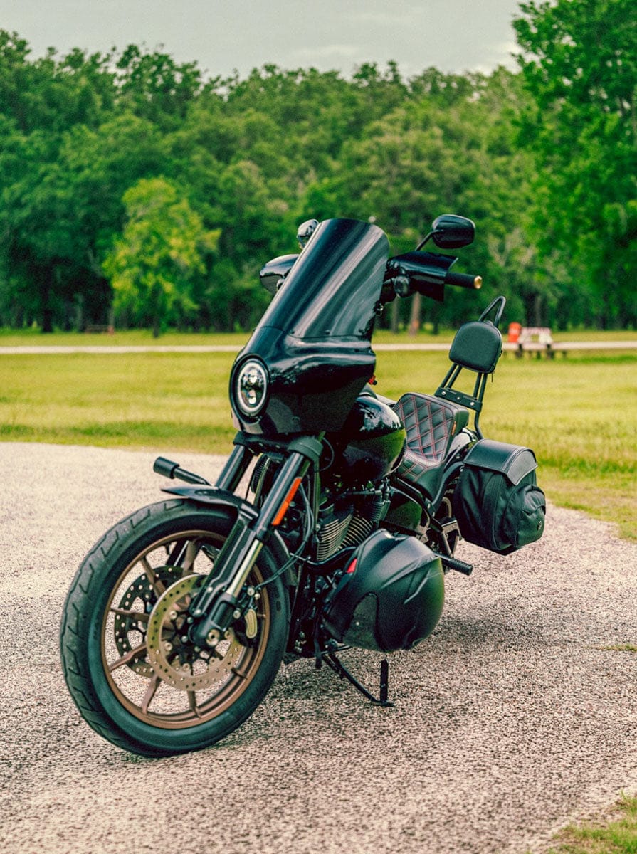 Customer photo review of Viking Iron Born Plain Leather Short Motorcycle Backrest Pad for Harley Davidson Foldable Sissy Bar