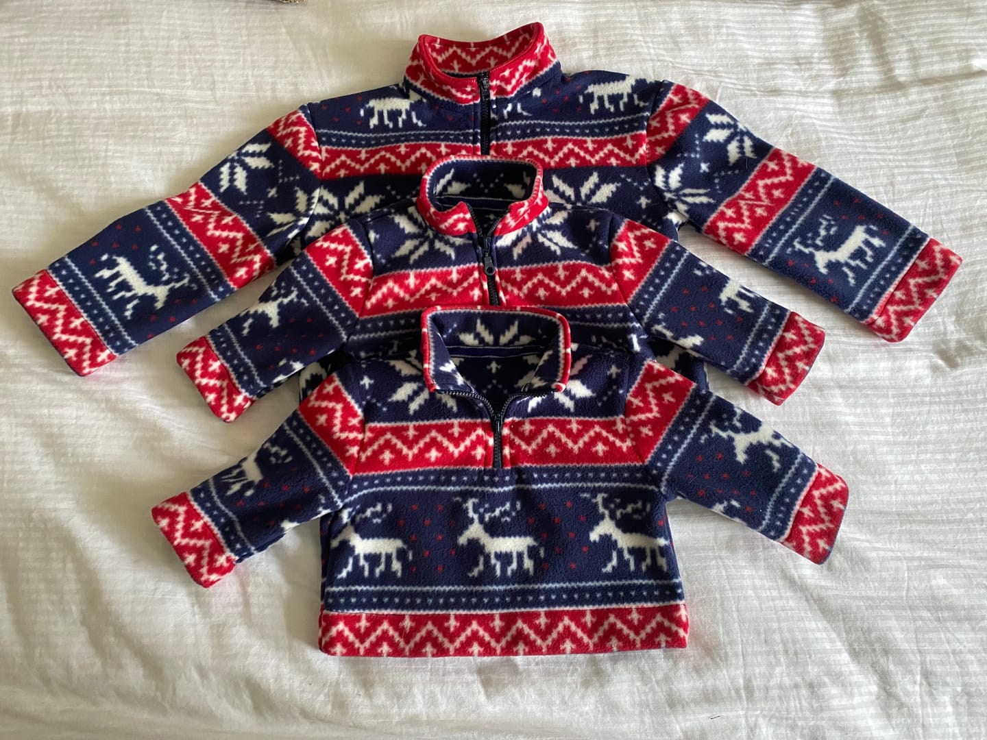 Customer photo review of Navy and Red Reindeer Anti Pill Polar Fleece Fabric