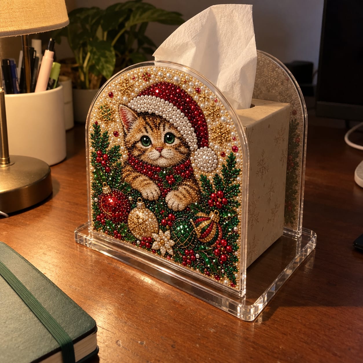 Customer photo review of Christmas Diamond Painting Tissue Box Holder for Adults