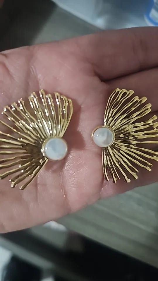 Customer photo review of Shell Fan Statement Studs