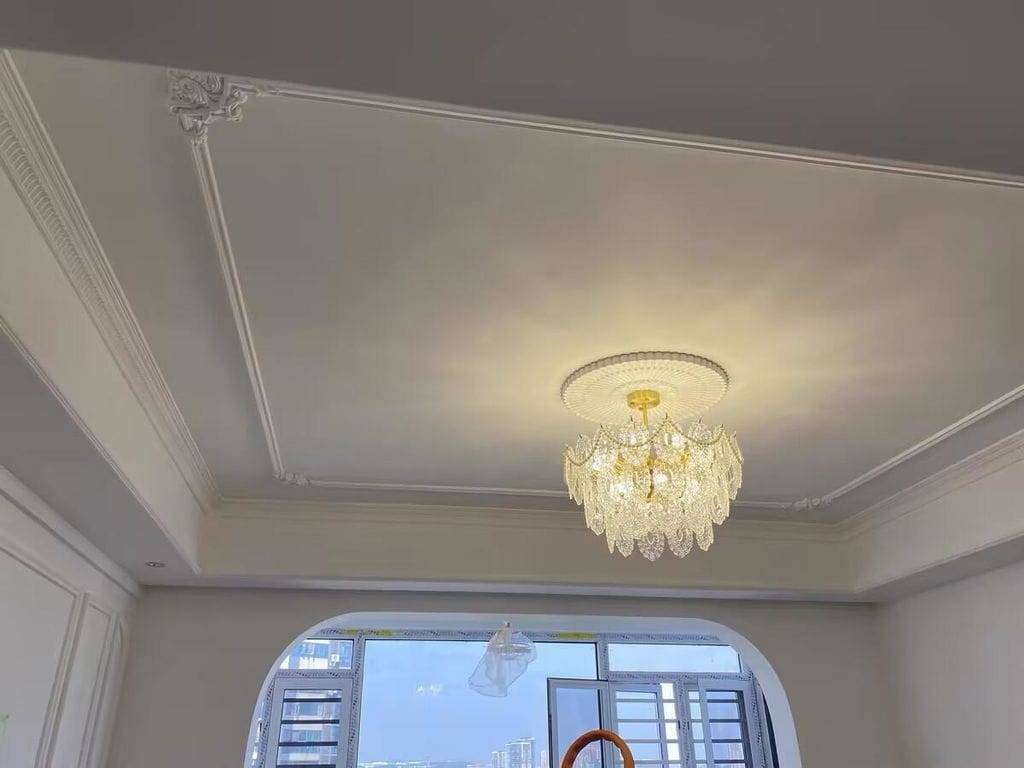 Customer photo review of Glass Pearl Chandelier, Gold Metal Frame, Tiered, Hardwired