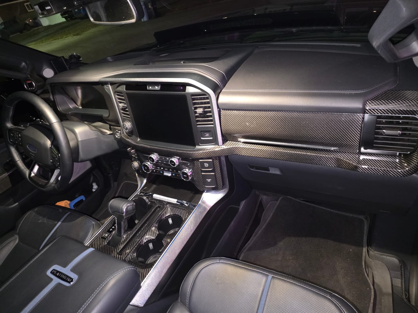 Customer photo review of Real Carbon Fiber Center Console Cover for 2021+ Ford F-150
