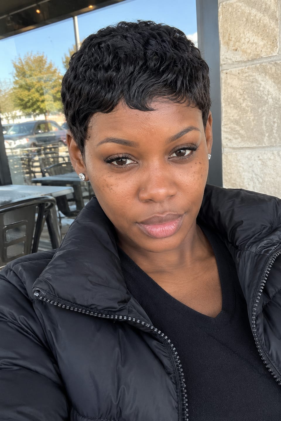 Customer photo review of Luvwin Full Lace Short Pixie Cut Wig 100% Human Hair